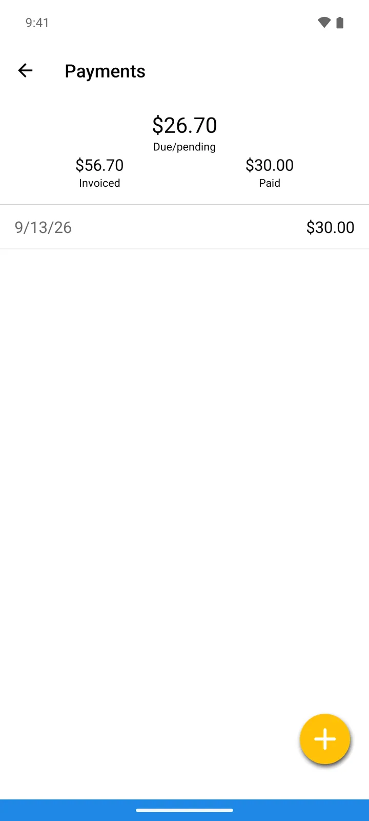 An operation's Payments: invoiced, paid, and the amount still due